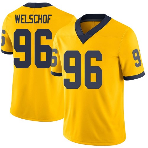 Julius Welschof Michigan Wolverines Youth NCAA #96 Maize Limited Brand Jordan College Stitched Football Jersey OSR0254GL